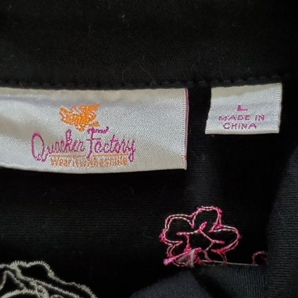 Quacker Factory Embroidered Cotton Jacket Size L Rhinestone Accents Western - Picture 14 of 16
